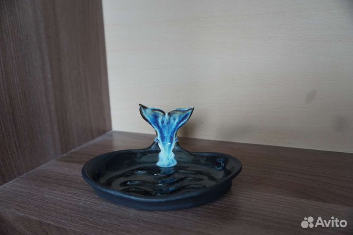 Мыльница Кит ручной работы керамическая