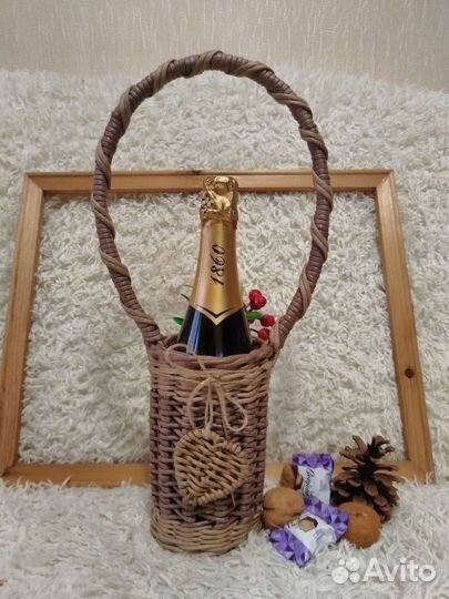 Корзина плетёная для шампанского, сухоцветов