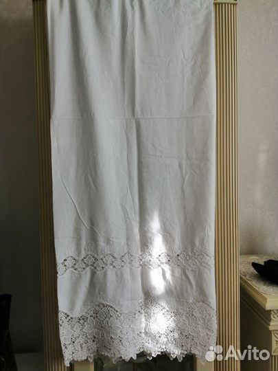 Отрез батист хлопок с кружевом макраме шитье