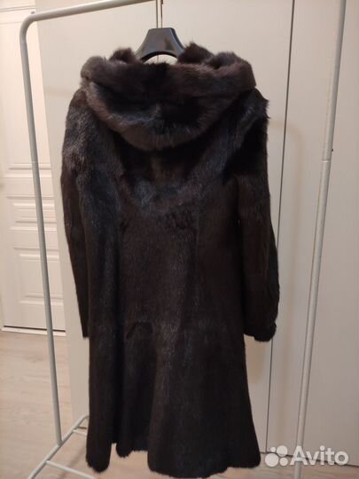 Шуба норковая с капюшоном 46-48 длинная