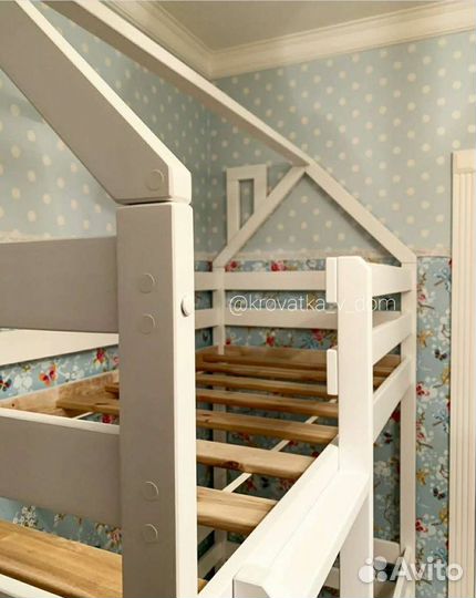 Кровать двухьярусная домик - С
