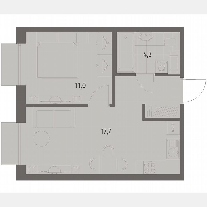 1-к. квартира, 37,3 м², 3/12 эт.