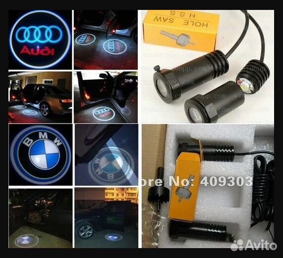 LED подсветка для дверей с логотипом модели авто