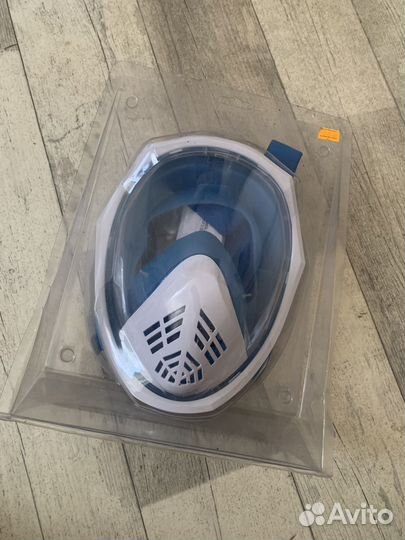 Маска для ныряния снорклинга голубая L/XL