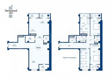 4-к. квартира, 109,6 м², 3/23 эт.