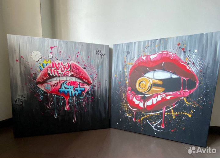 Картина губы в стиле поп-арт 60/60