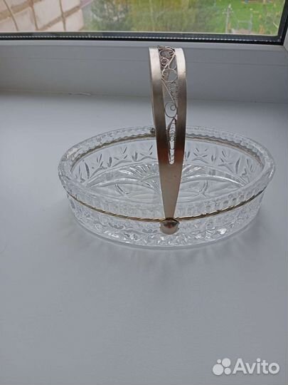 Хрустальная ваза с мельхиором СССР