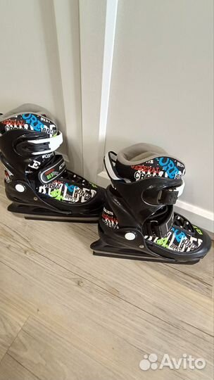 Action Коньки ледовые раздвижные, размер 30-33