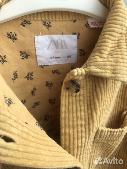 Вельветовая рубашка для девочки zara 104