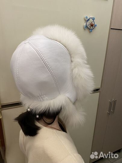 Шапка ушанка натуральный мех и кожа