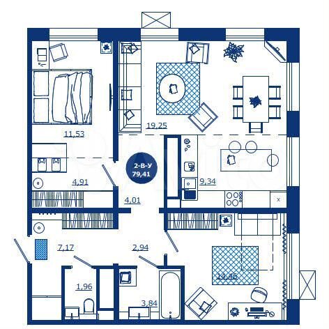 2-к. квартира, 79,4 м², 6/17 эт.
