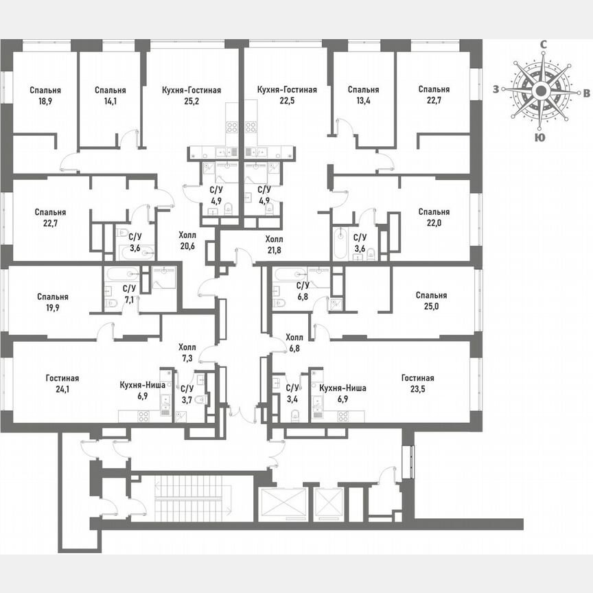1-к. квартира, 69 м², 16/20 эт.