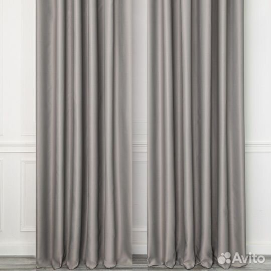 Шторы блэкаут Амадео серо-бежевый бесшовный пошив