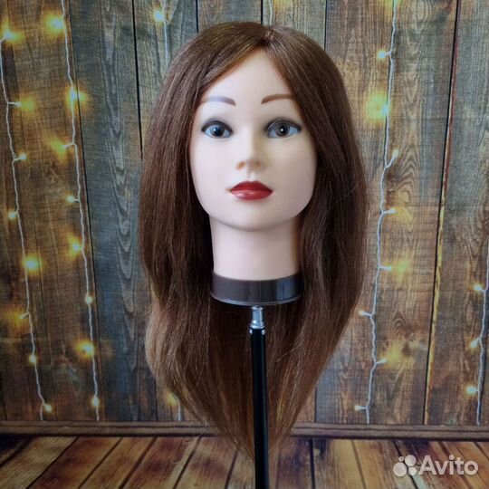 Манекен для причёсок. Натуральные волосы 100