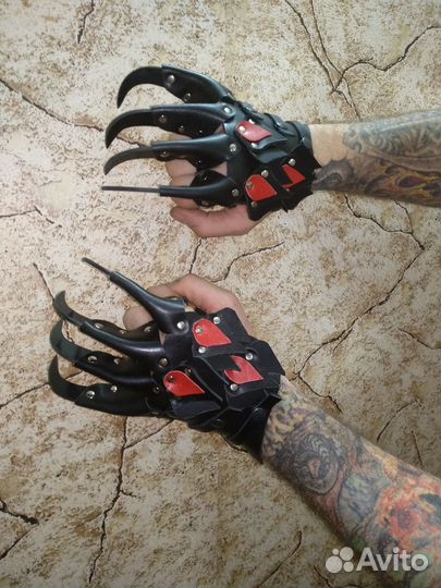 Наручи и перчатки с когтями из кожи