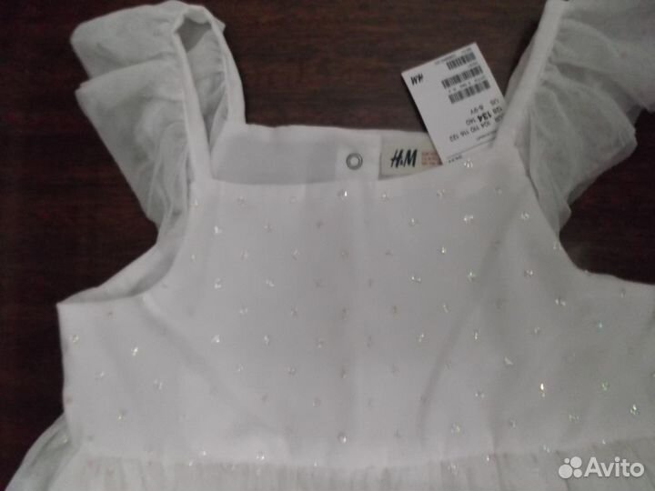 Новое нарядное белое платье, имп. EU 7-9лет(134)