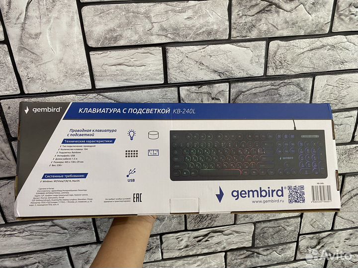 Новая Клавиатура с подсветкой gembird KB-240L