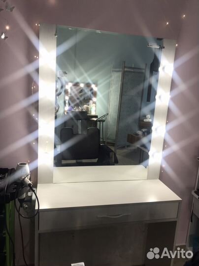 Гримерное зеркало с лампочками бу