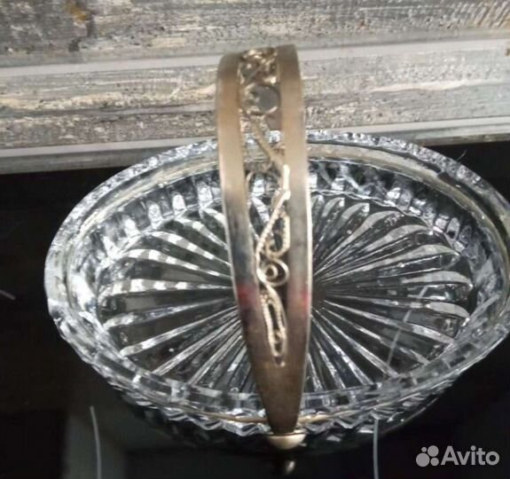 Конфетница хрусталь с мельхиором