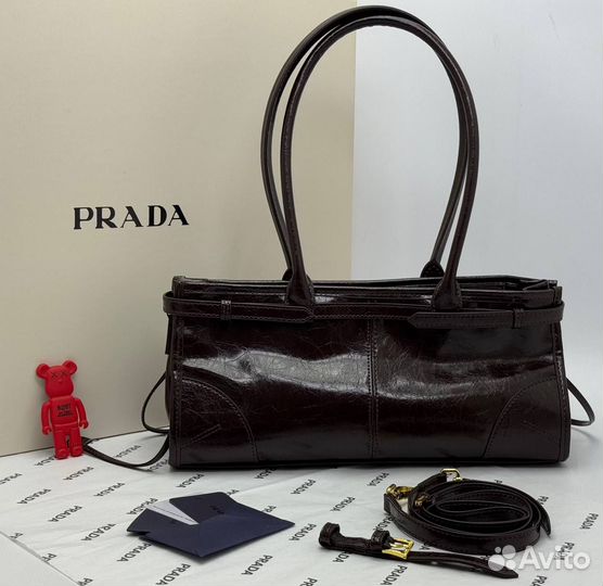 Сумка женская натуральная кожа prada 3 цвета