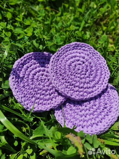 Вязаные подставки под чашки