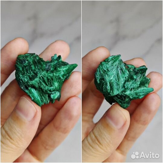 Натуральный малахит плисовый необработанный