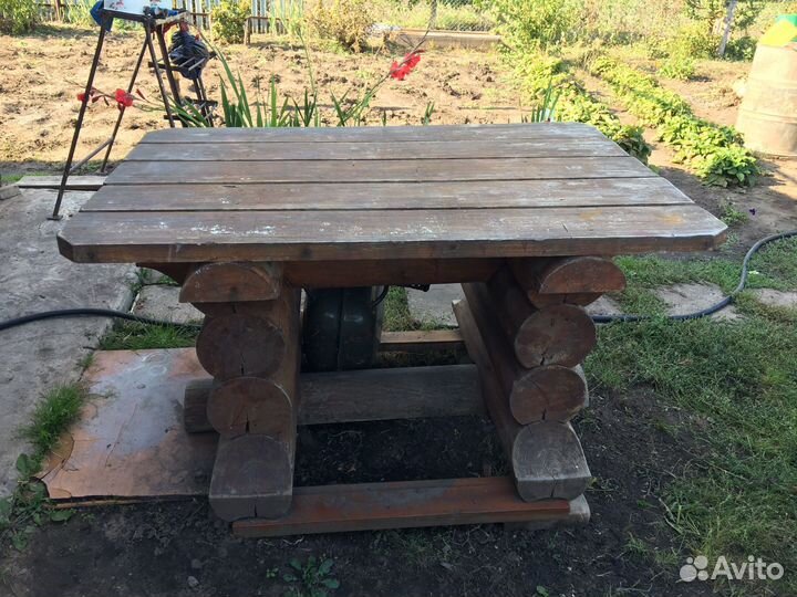 Стол и лавка из бруса