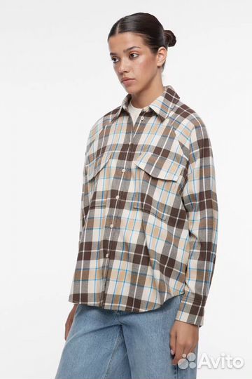 Рубашка в клктку befree s коричневая