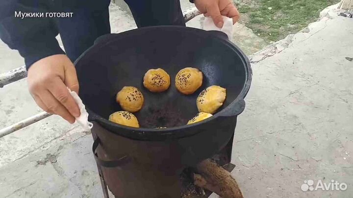 Казан чугунный 12л+печь. Шумовка\половник