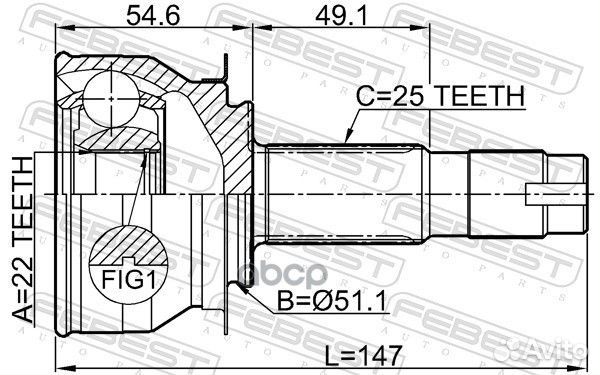 Шрус наружный 22x50x25 chevrolet cobalt 2013- EU