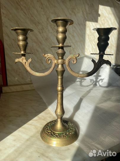 Подсвечник Латунь Бронза Индия винтаж Бронь