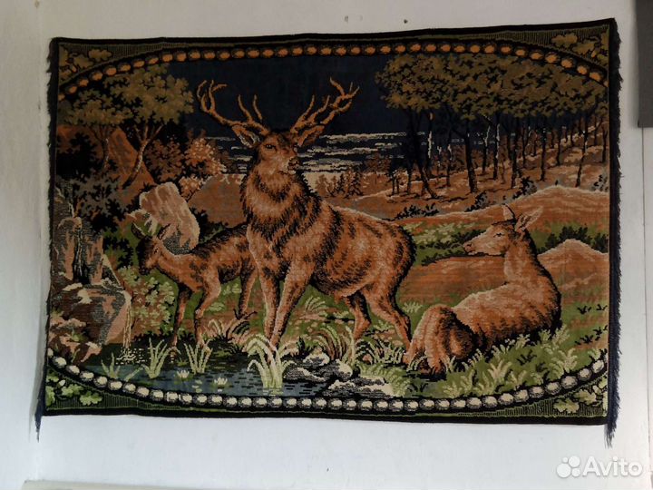 Винтажный ковер с оленями СССР