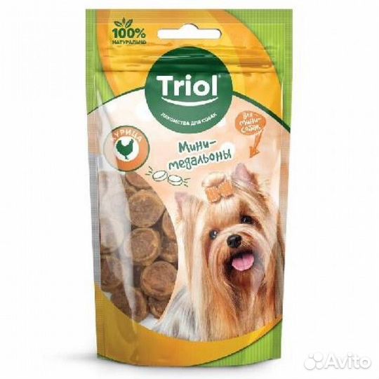 Мини-медальоны из курицы для мини-собак, 50г, Trio