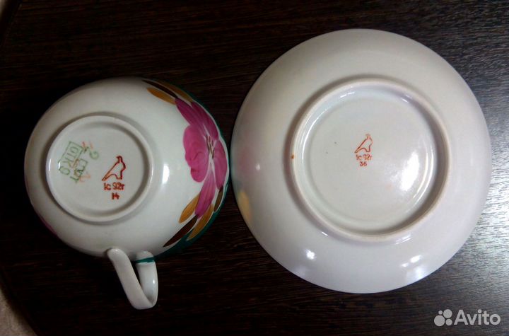 Чайная пара Гигант Дулево фарфор винтаж