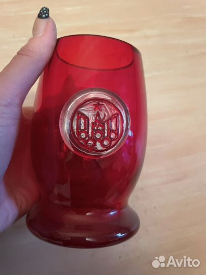 Кружка олимпиада-80 рубиновое стекло