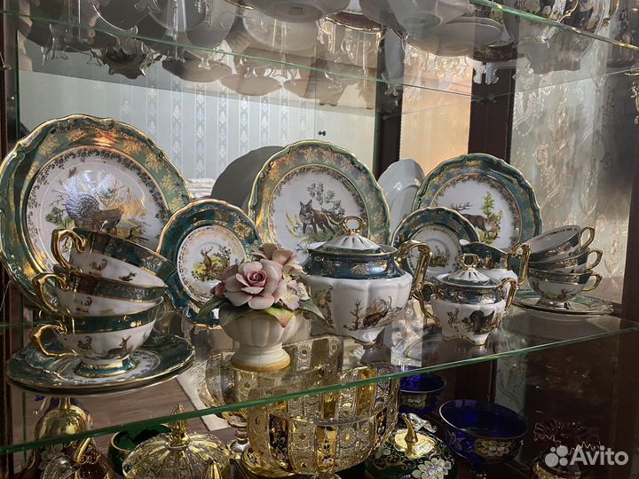 Чайный сервиз царская охота зеленый Carlsbad