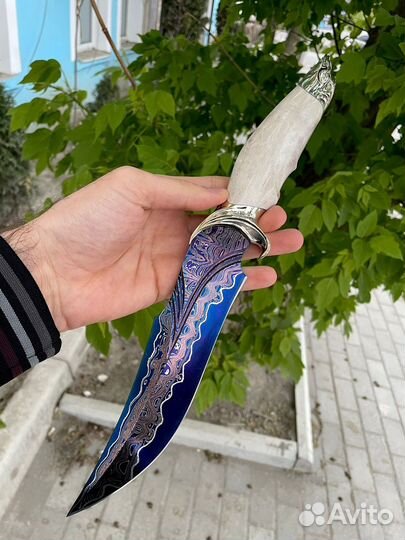 Нож акула из дамасской стали