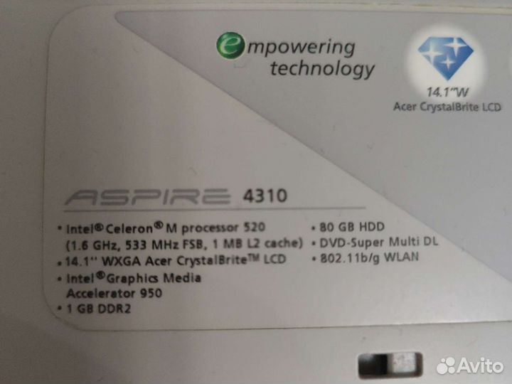 Ноутбук acer aspire 4310