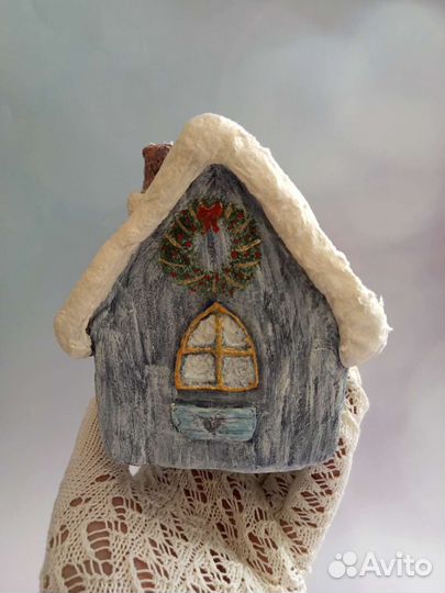 Ватная ёлочная игрушка Домик