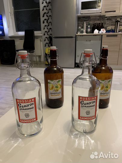 Новая Бутылка стеклянная 1л с бугельной пробкой