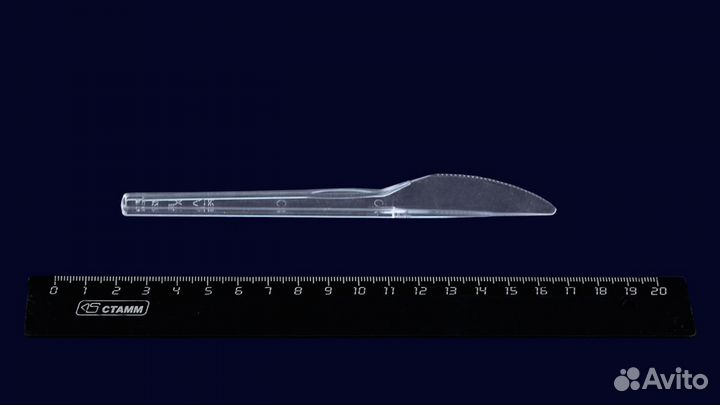 Нож одноразовый пластиковый прозрачный,150мм, Покр