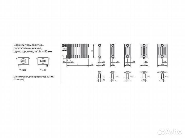 Радиатор труб. Zehnder Charleston Retrofit 3057, 2