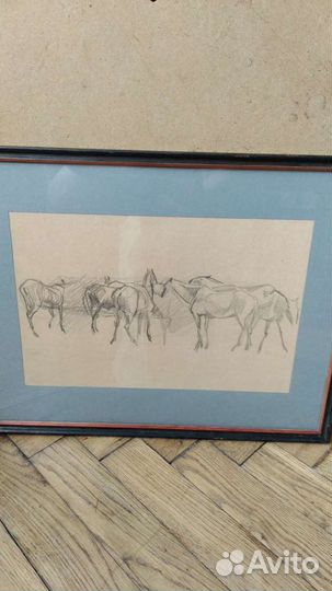 Рисунок в раме,картины СССР конец 60 х