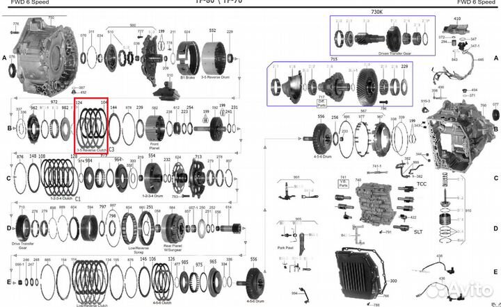 Стальной диск прослойки фрикционов АКПП TF70SC