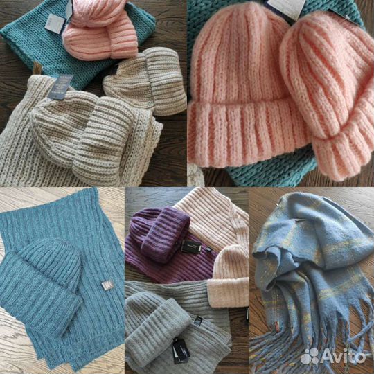 Шапка шарф снуд шерсть новые