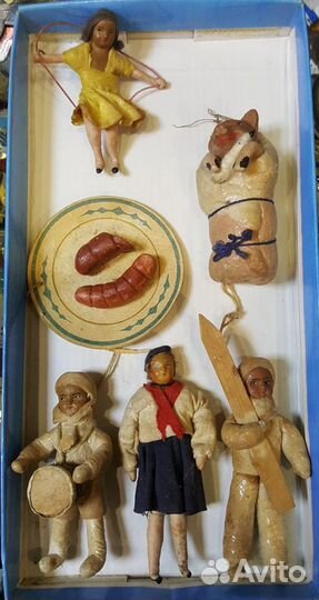 Ёлочные украшения фигурки папье-маше времен СССР