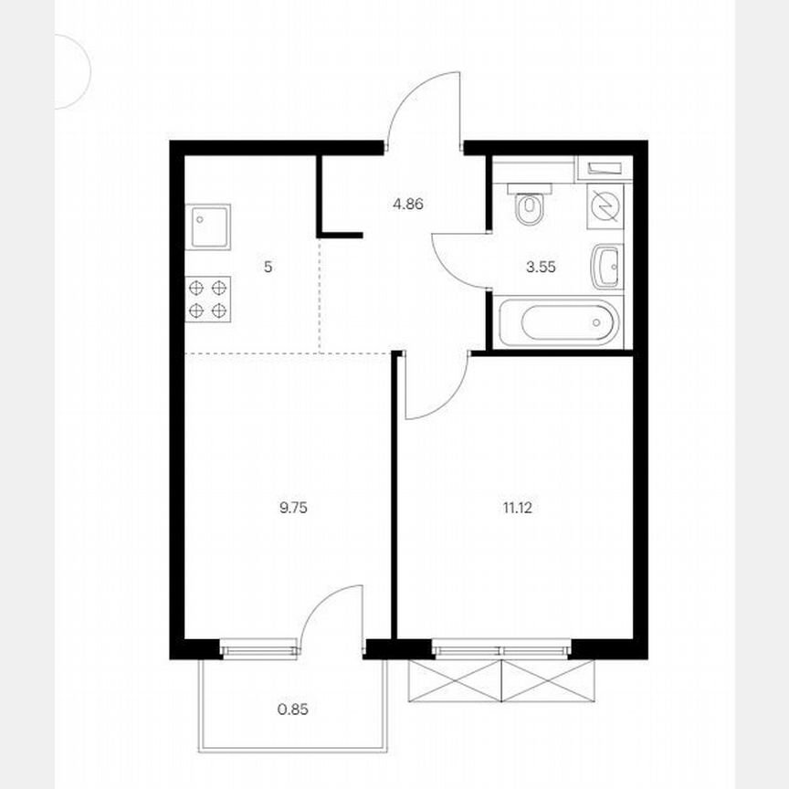 1-к. квартира, 35,1 м², 5/15 эт.