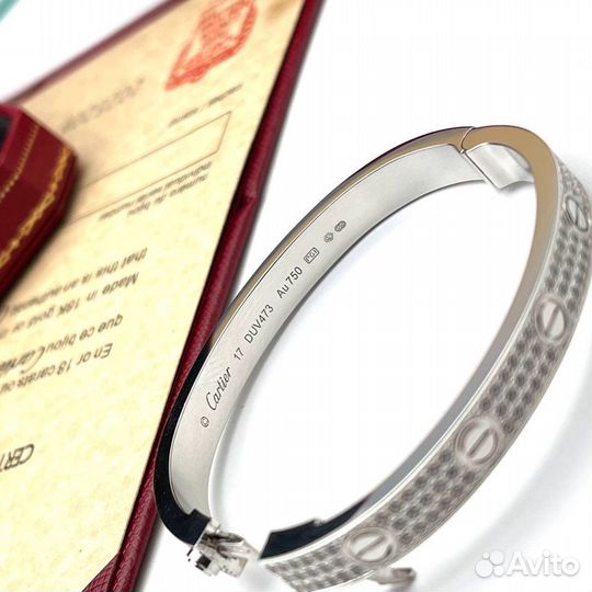 Браслет Cartier love silver в камнях vgold