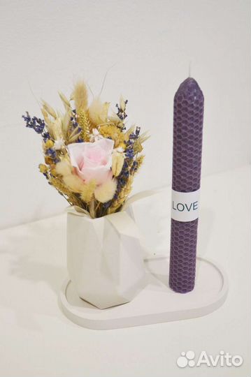 Подарочный набор женский с сухоцветами и свечей