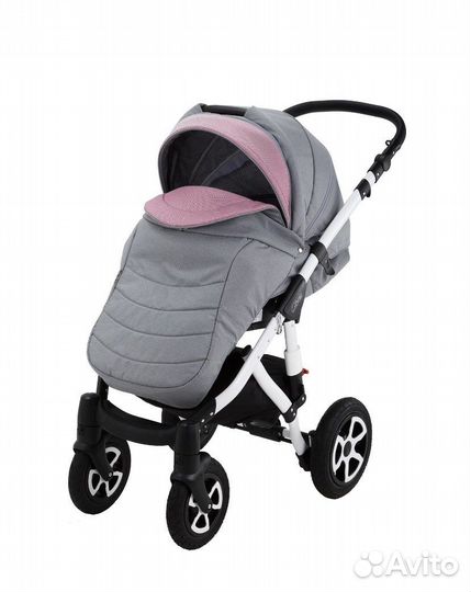 Коляска adamex 3 в 1, Gloria, серо-розовая